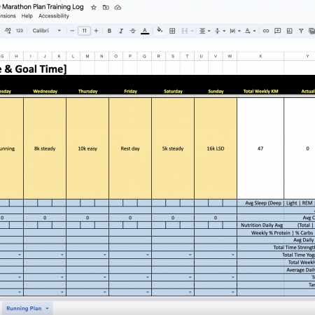 Sub 3:30 Metric Marathon Training Plan – Google Sheet Format