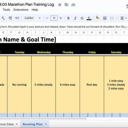 Sub 3-Hour Marathon Training Plan – Google Sheet Format