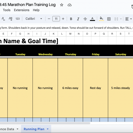 Sub 3:45 Marathon Training Plan – Google Sheet Format