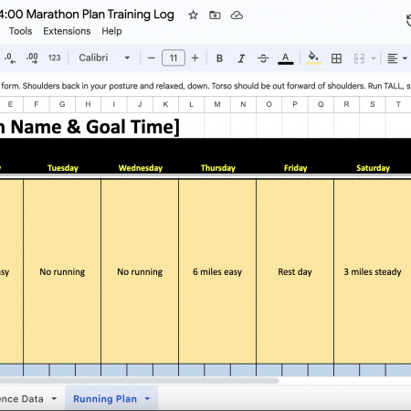 Sub 4-Hour Marathon Training Plan – Google Sheet Format